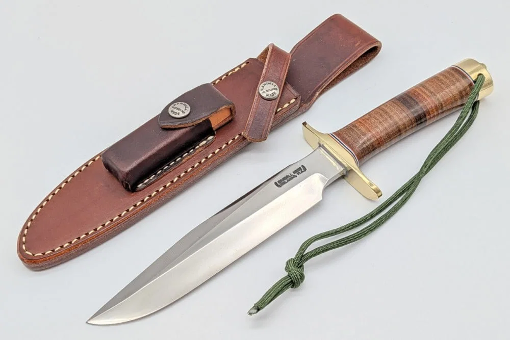 Randall Model 1 7in Stacked Leather All Purpose Fighter w/ Sheath