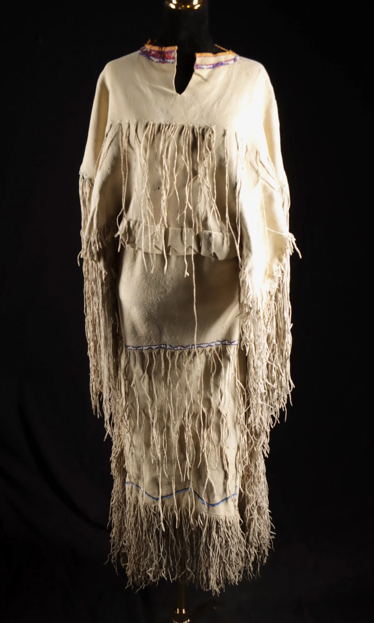 Rare 1900s Comanche Women's Beaded Hide Dress