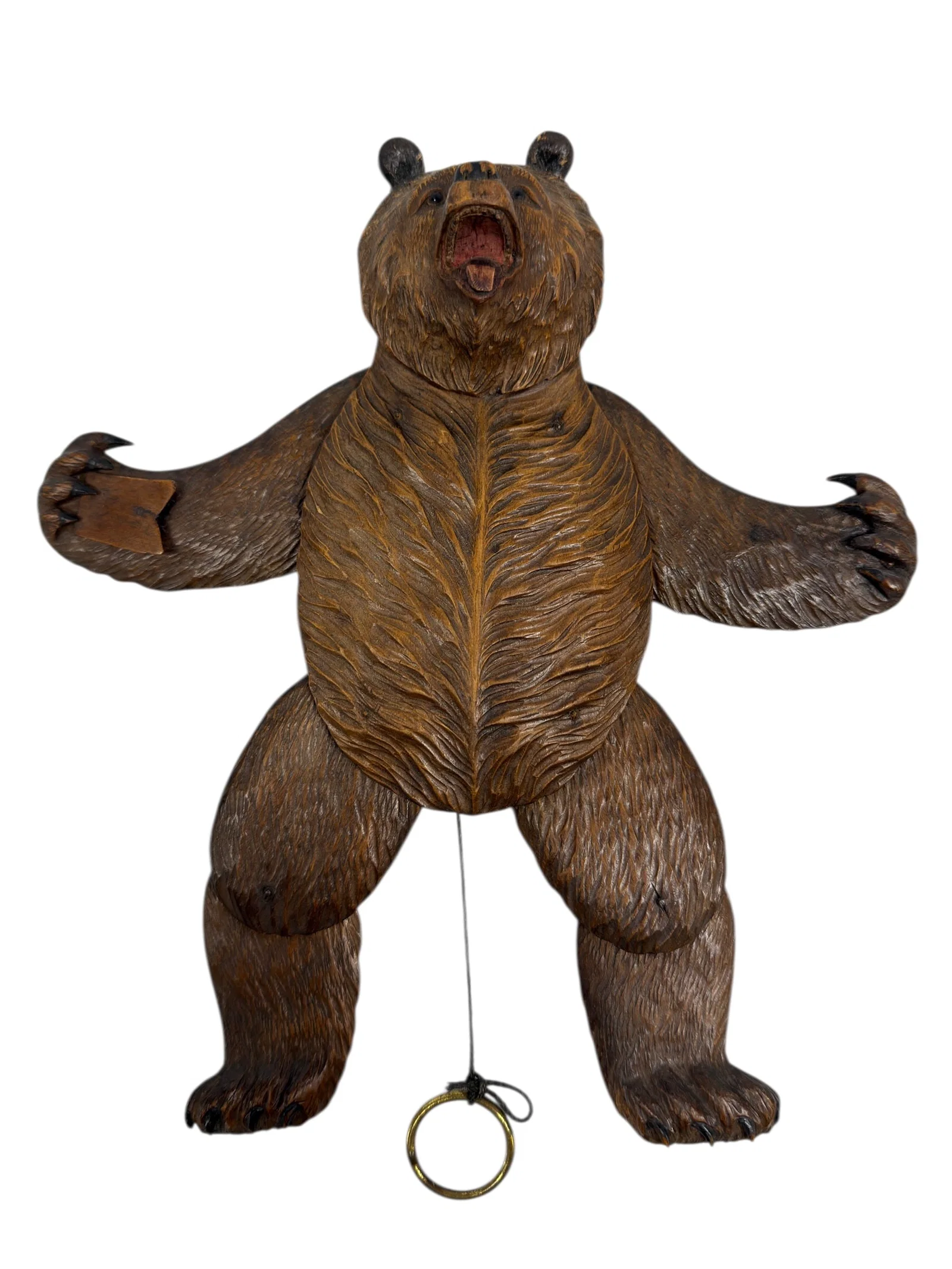 RARE 19th C. Black Forest Carved Wooden "Jumping Jack" Bear