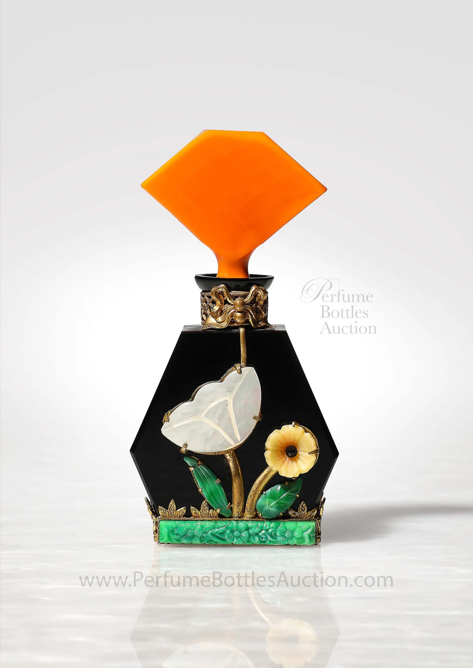 Rare Art Deco Czechoslovakian glass perfume bottle by Franz Josef Vater & Neiger Brothers