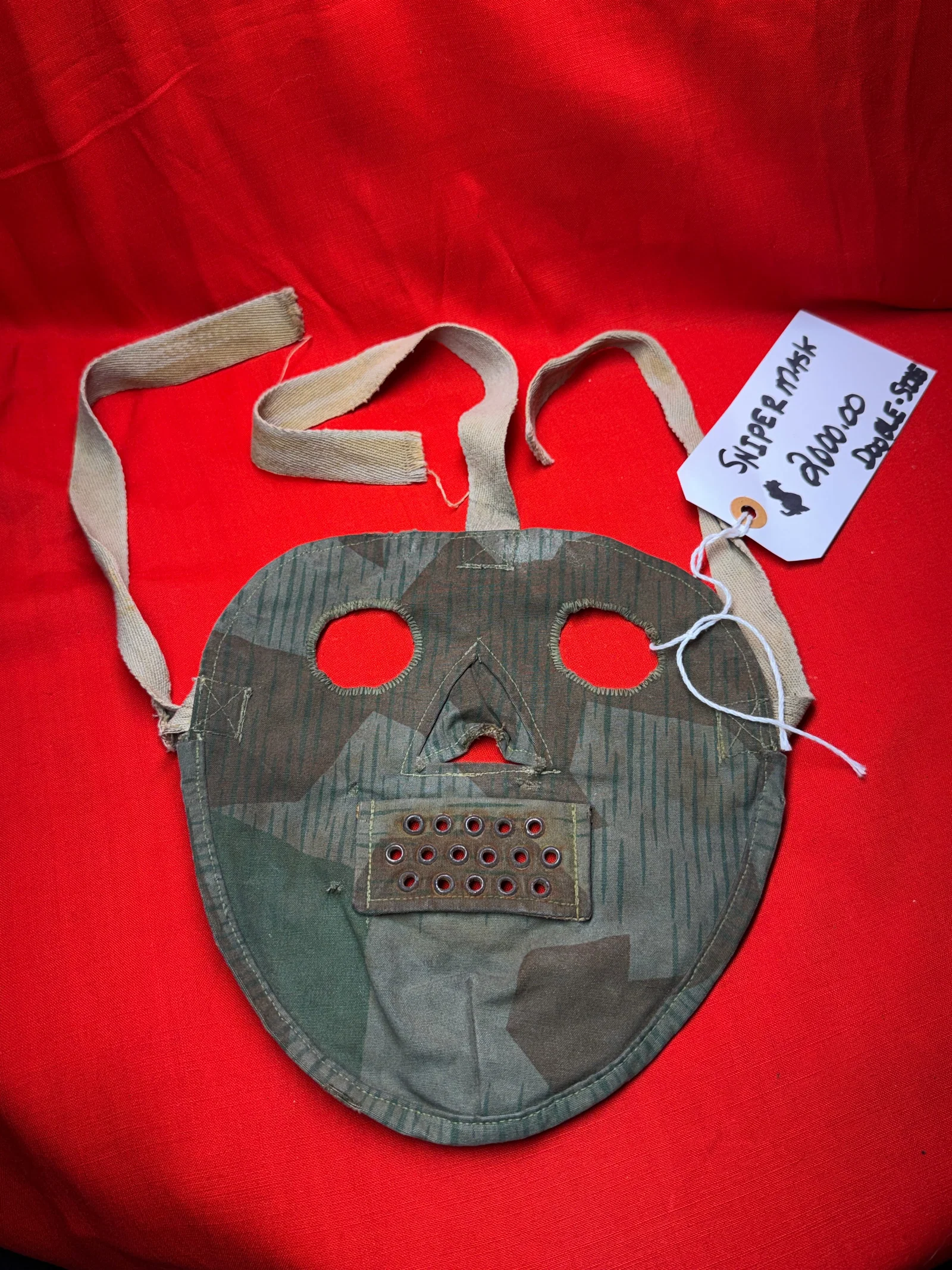 Rare German Camouflage Face Mask (“Sniper Mask??), World War II, c. 1939–1945