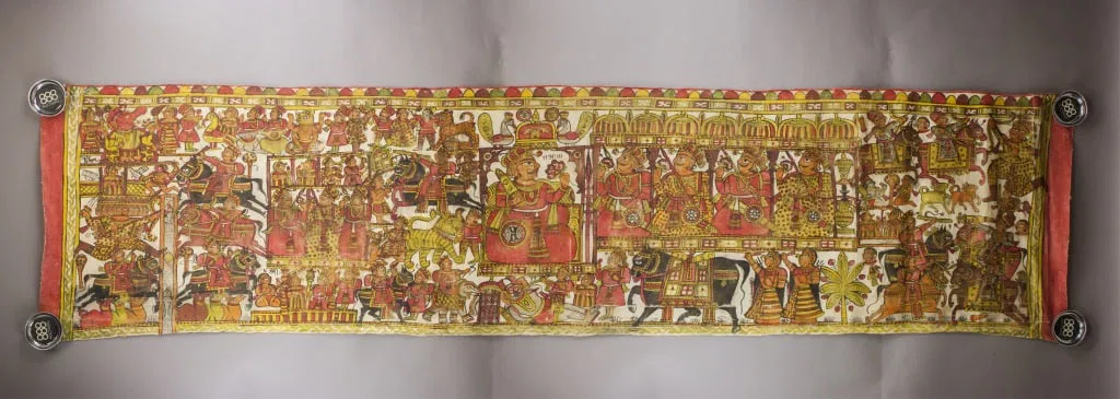 Rare Indian Mixed Media on Canvas Pabuji Ki Phad
