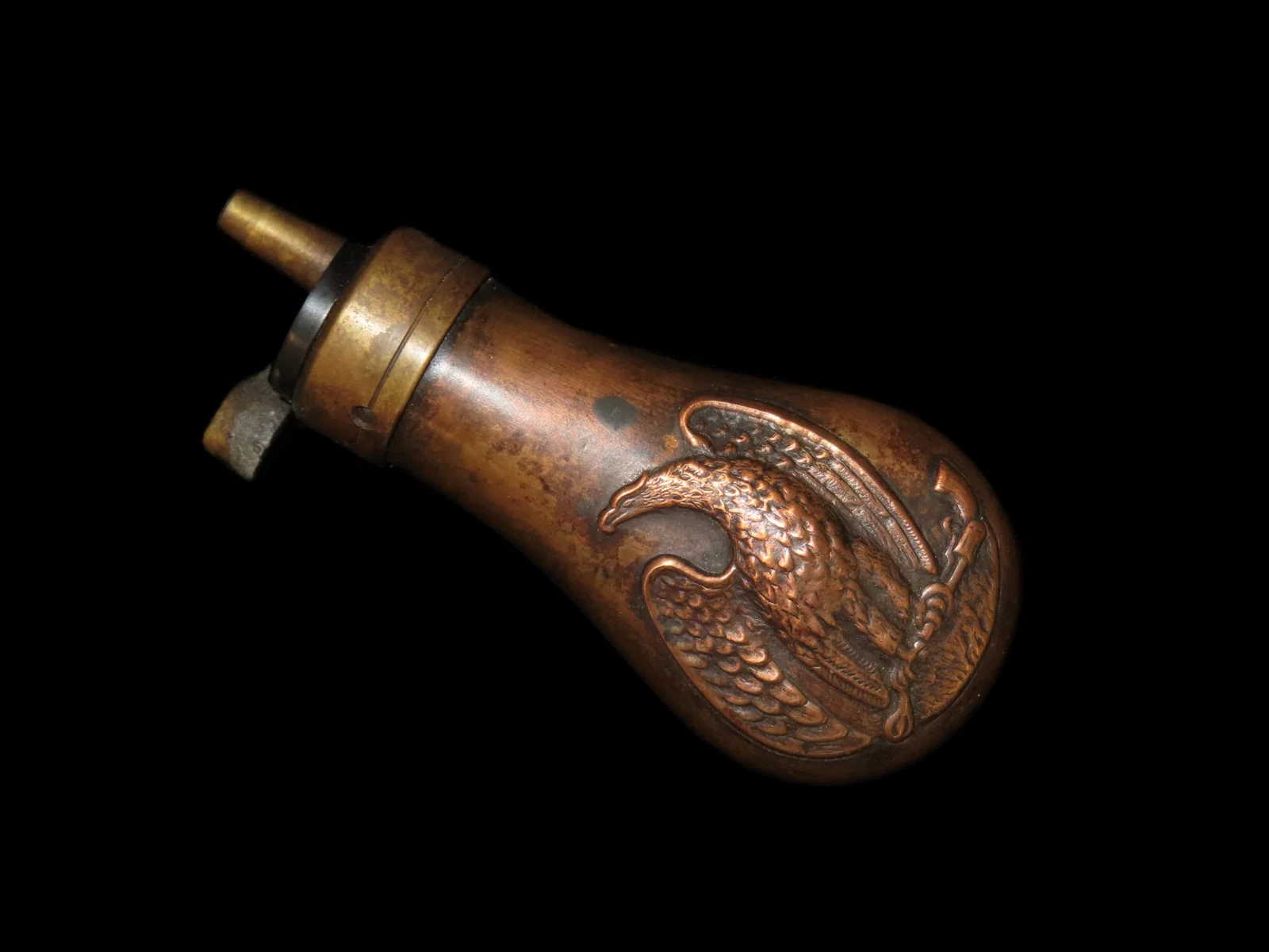 Rare Original Civil War Powder Flask, This style Commonly Used with the Colt Revolvers. Great