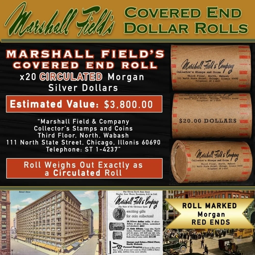 Rare RED Level MARSHALL FIELDS Circ Morgan $1 Roll 20