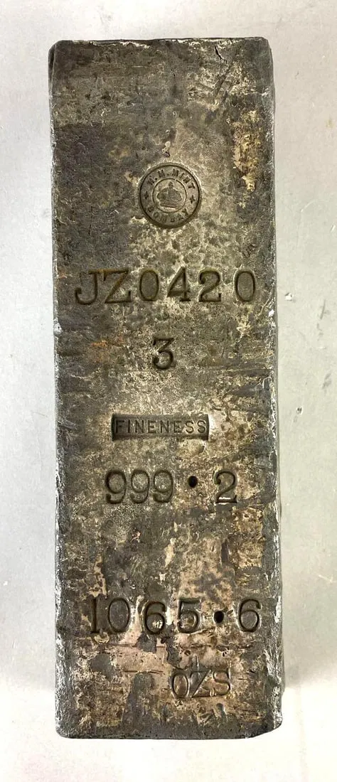 RARE SS Gairsoppa SHIPWRECK BAR H.M. Mint Bombay 1065.6 Oz .999 Silver Ingot/ Bar