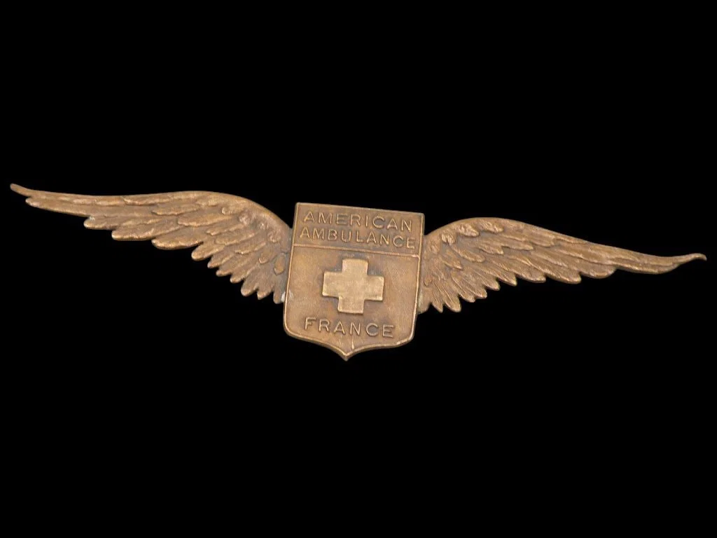 Rare WWI 1916 American Ambulance Field Service cap badge