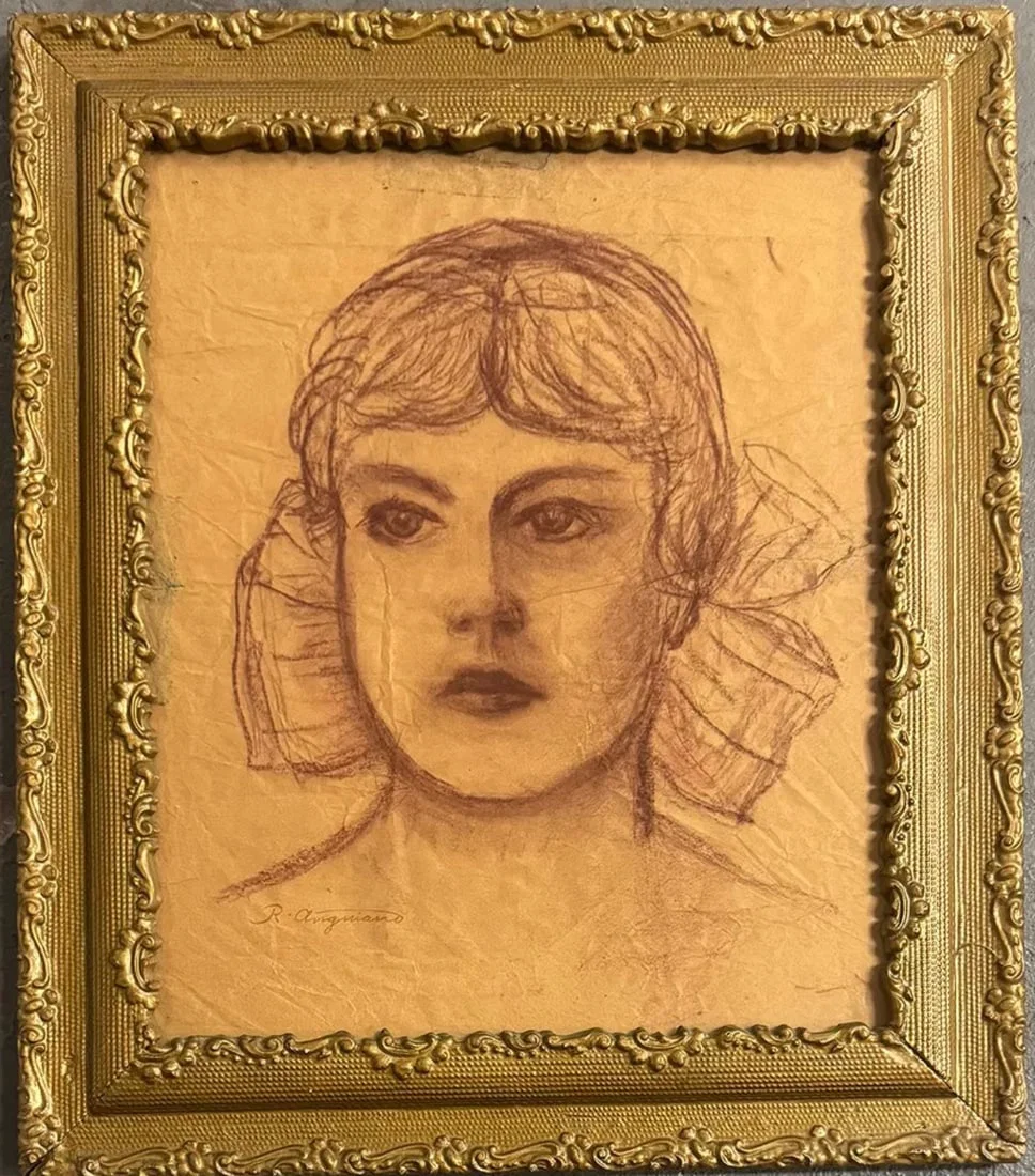 Raul Anguiano Charcoal on Paper Drawing