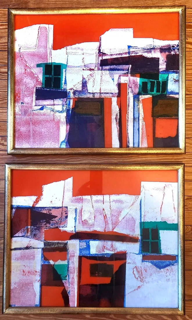 Raul Pavoltsy OLD PENDANT GEOMETRIC ABSTRACT PAINTINGS RAUL PAVLOTSKY