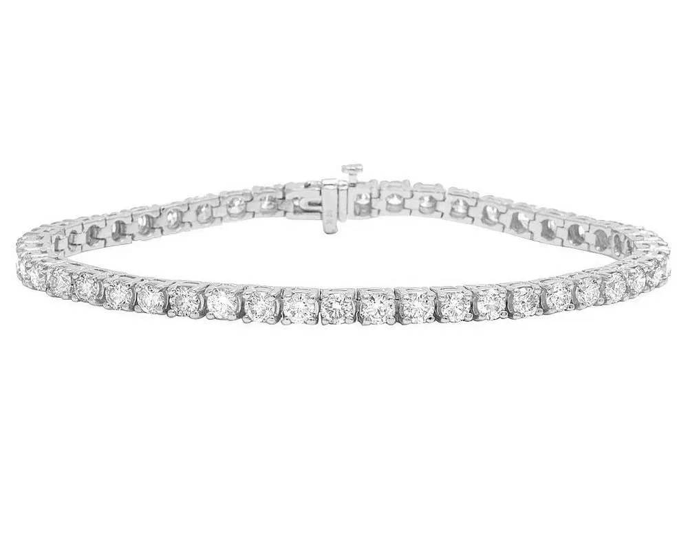REAL 14K WHITE GOLD TENNIS SOLITAIRE DIAMOND BRACELET