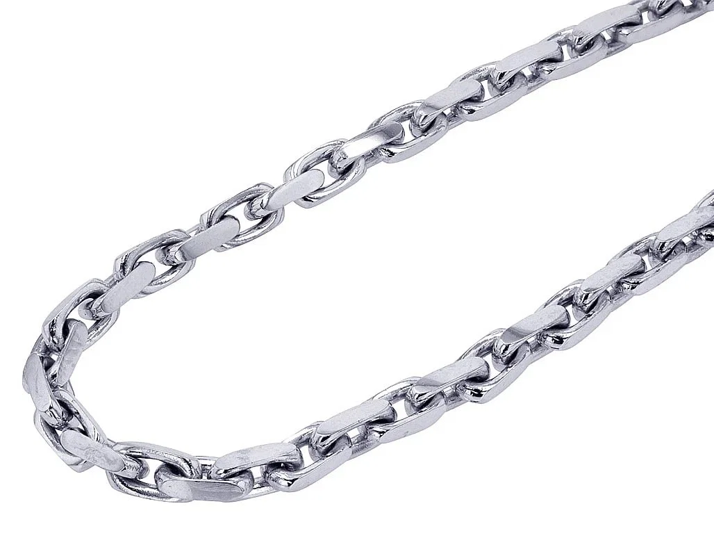 REAL SOLID CABLE LINK CHAIN NECKLACE 10K OR 14K WHITE GOLD