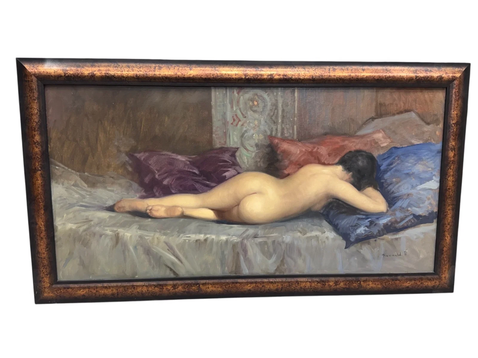 "Reclining Nude" by André Renauld (French, 1913-1991) Oil on Canvas