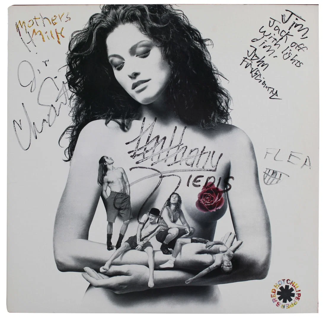 Red Hot Chili Peppers Signed Mother's Milk Album Cover BAS COA