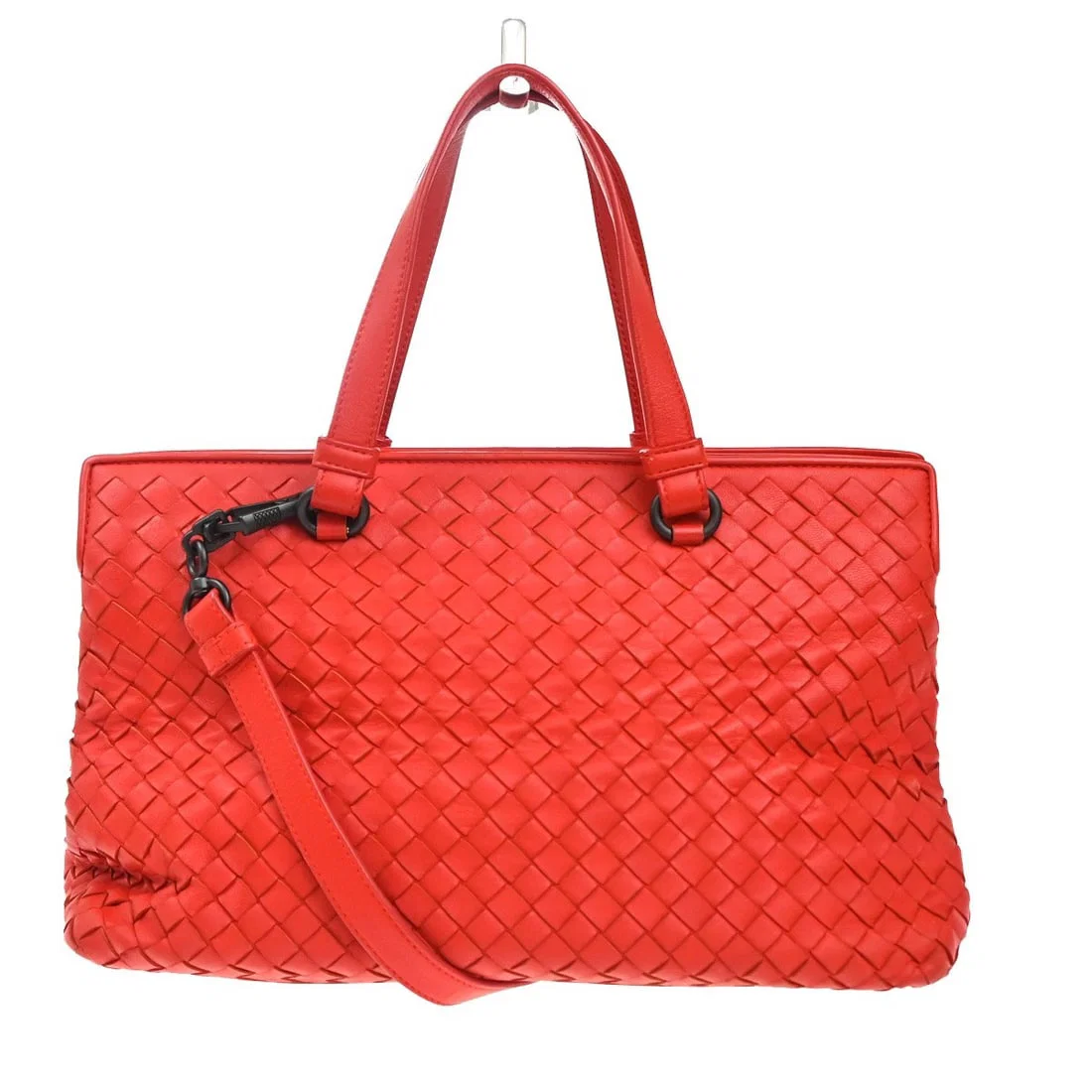 Red Intrecciato Nappa Leather 2-Pocket Convertible Tote by Bottega Veneta