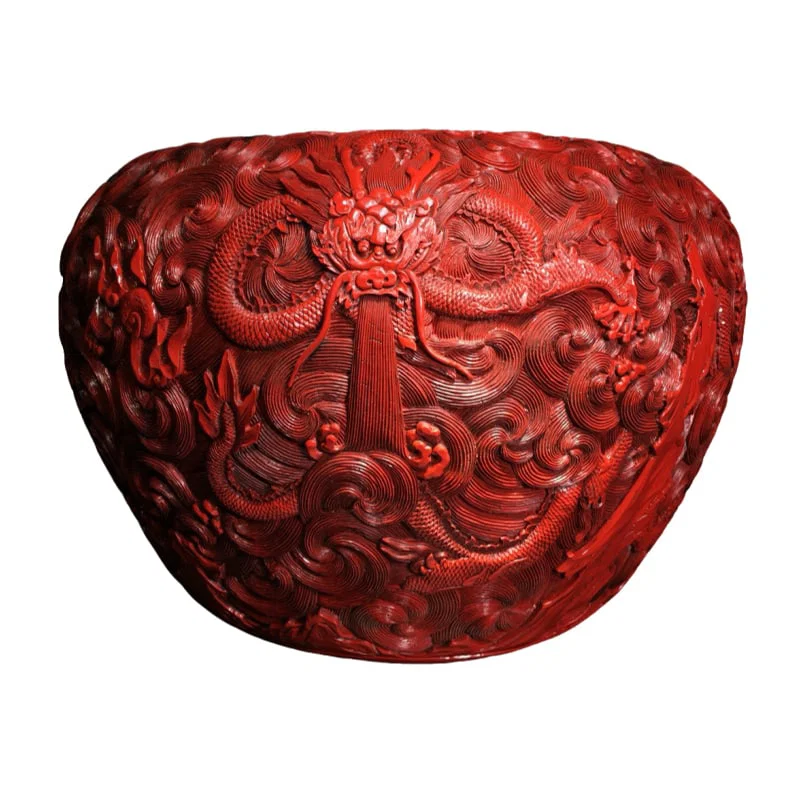 Red lacquerware vase ornament