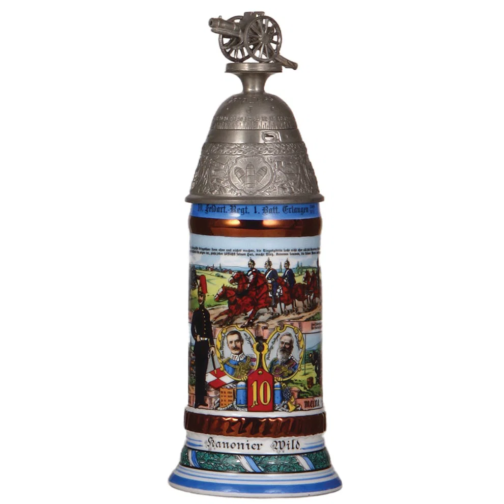 Regimental stein, .5L, 10. Feld Artl. Regt., Erlangen