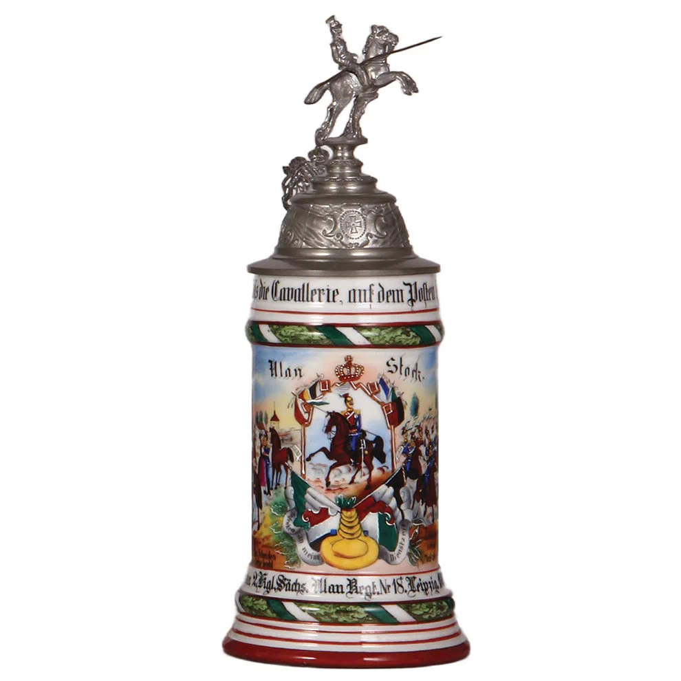 Regimental stein, .5L, Ulanen Regt. Nr 18, Leipzig