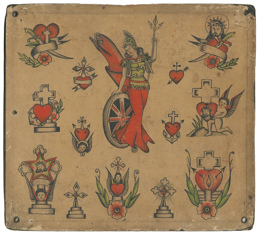 Religious & Patriotic Iconography Flash Sheet. U.K., Early 20th Century.