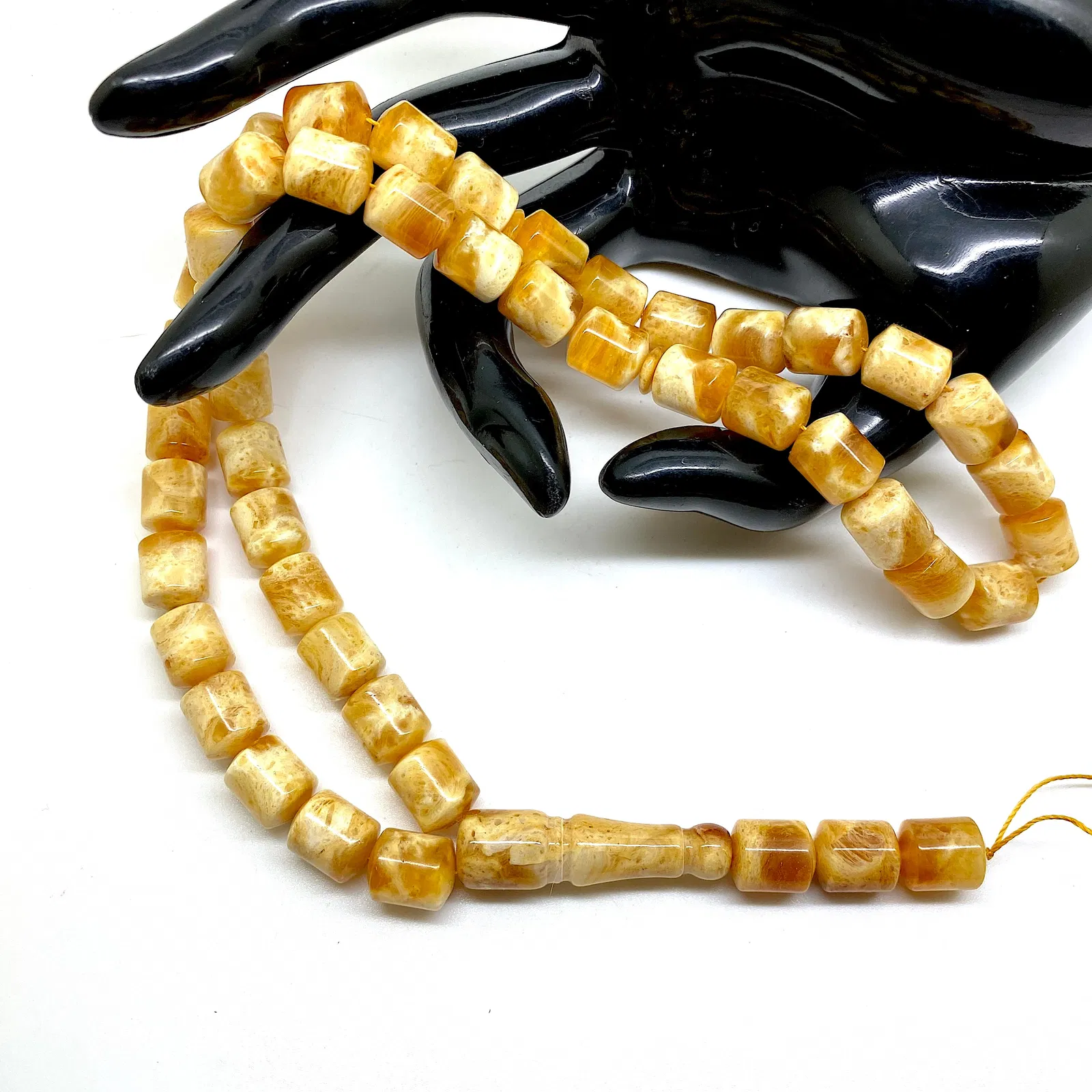 Remarkable Unique Antique Amber Tesbih made from Barrel shaped Amber beads