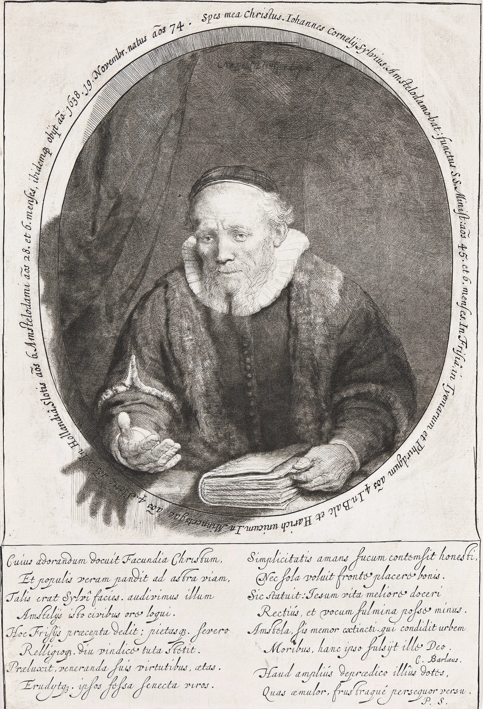 Rembrandt van Rijn (1606-1669), Jan Cornelis Sylvius, Preacher, Etching, 1646.
