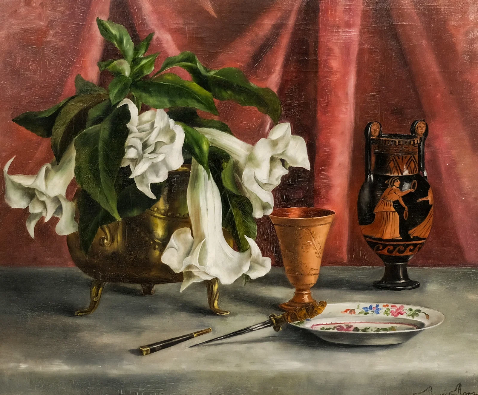 Renee Rops, "Lillies with a Greek Urn"
