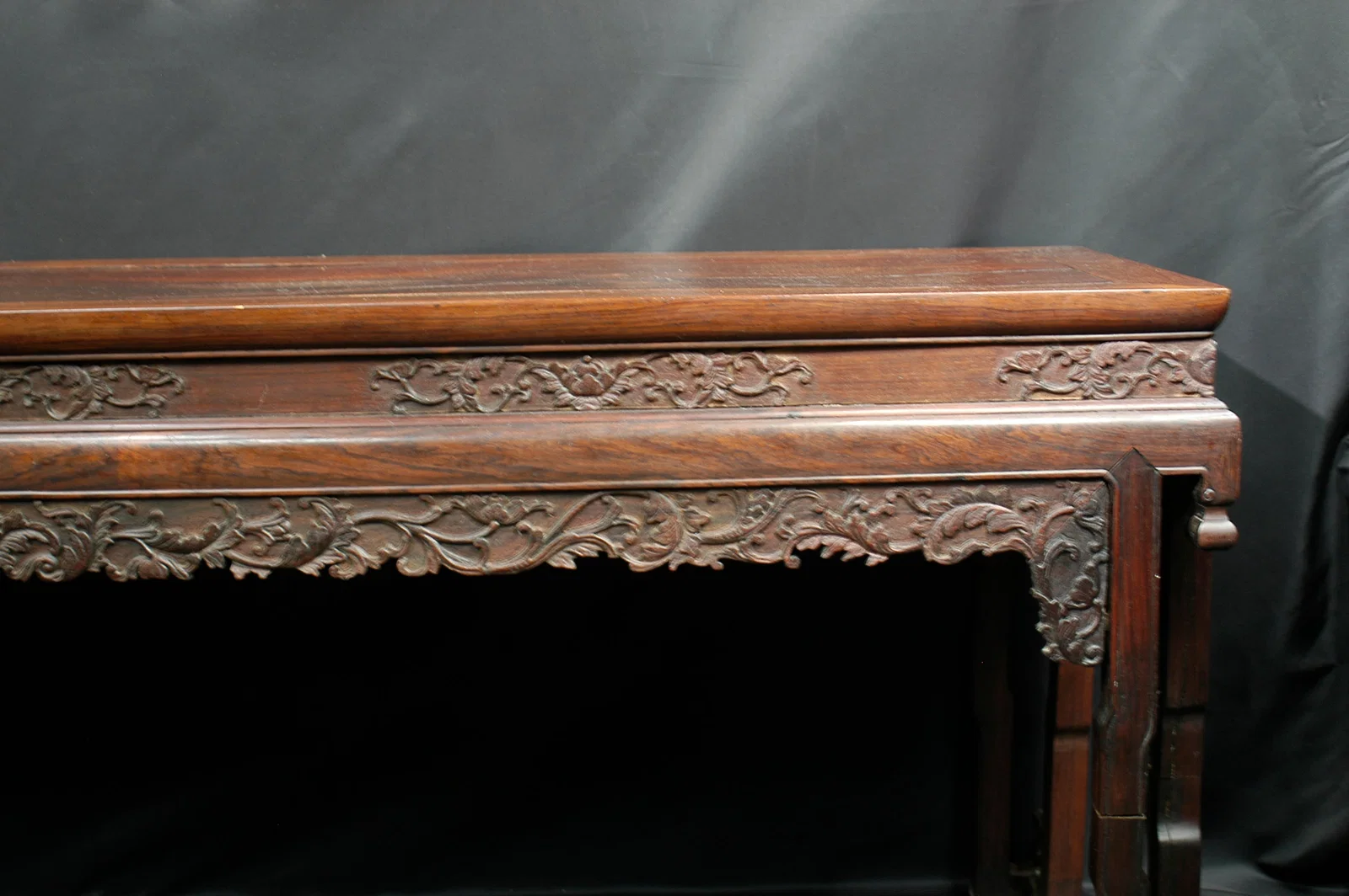 Republic Period Huali Wood Carved Floral Border Long Altar Table