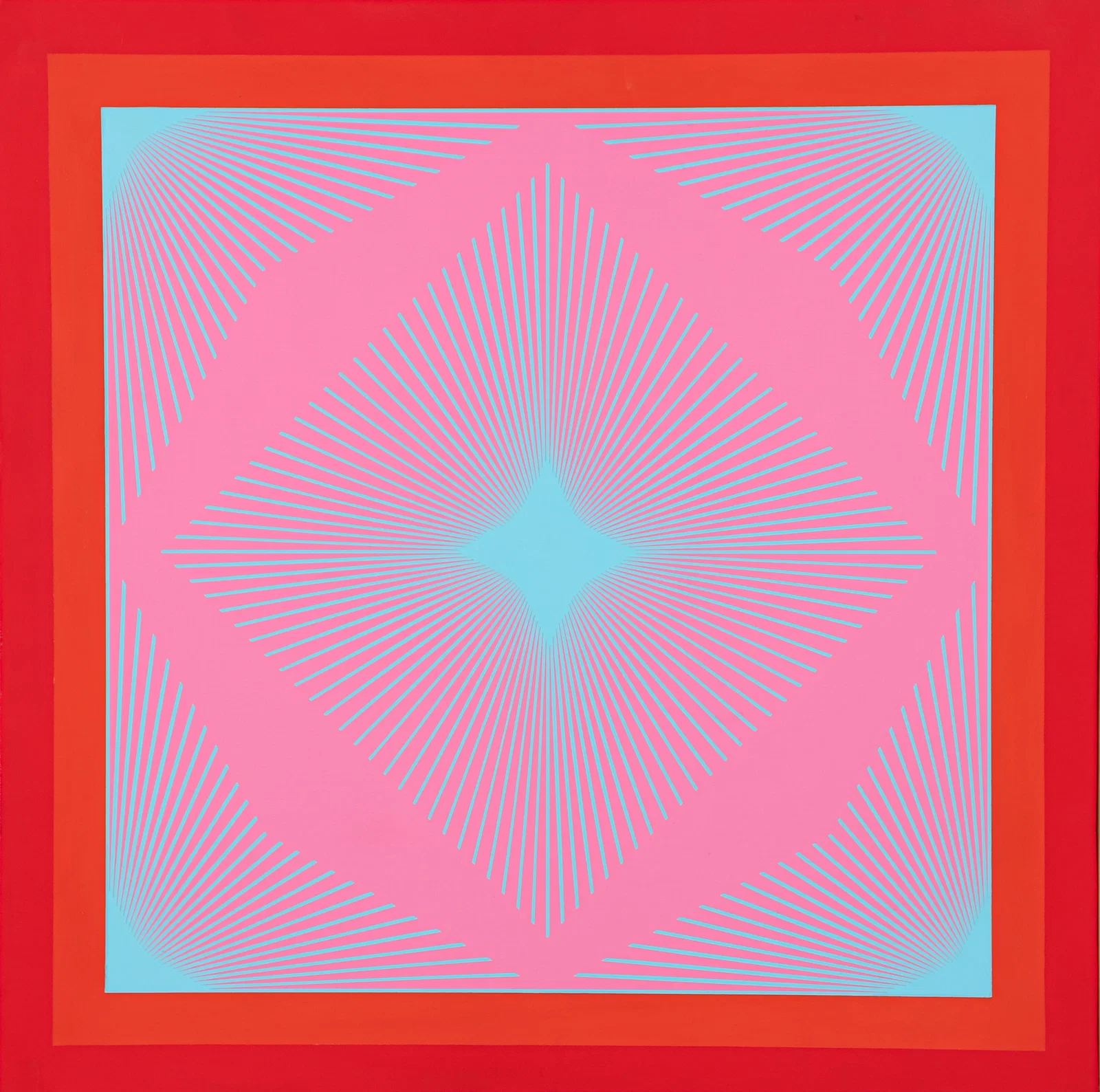 Richard Anuszkiewicz 1965 Op Art Acrylic Painting on Board