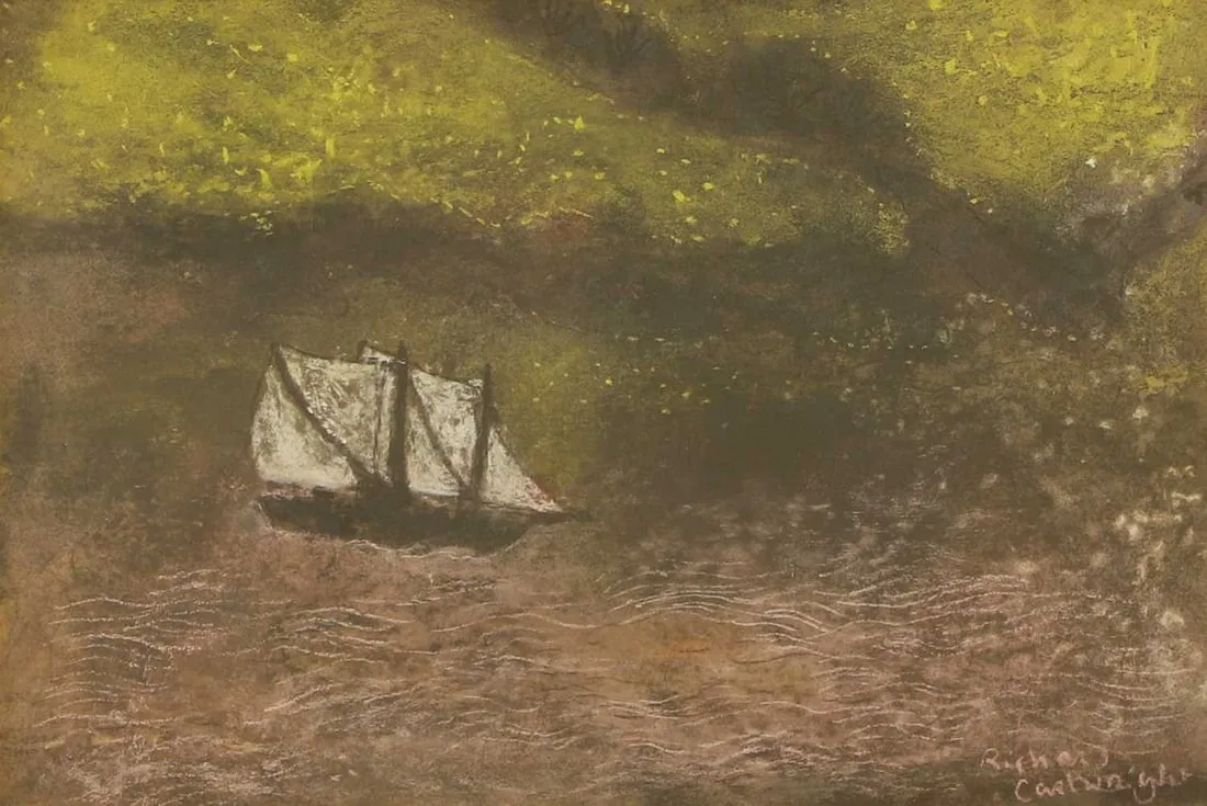 ▲ Richard Cartwright (British, b.1951) 'The Sailing Boat with Green Fields'