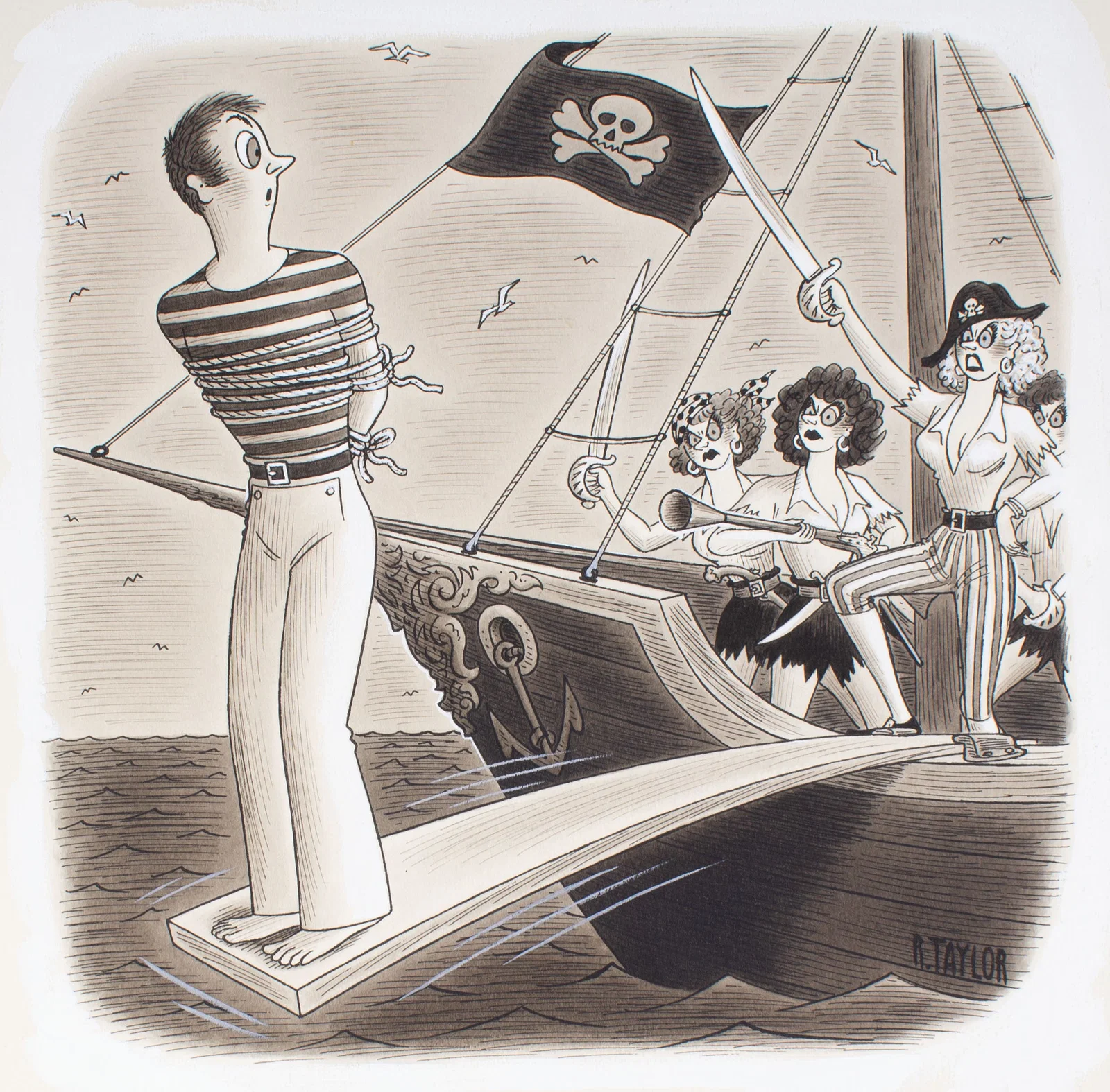 Richard Denison Taylor Illustration Drawing of Pirates