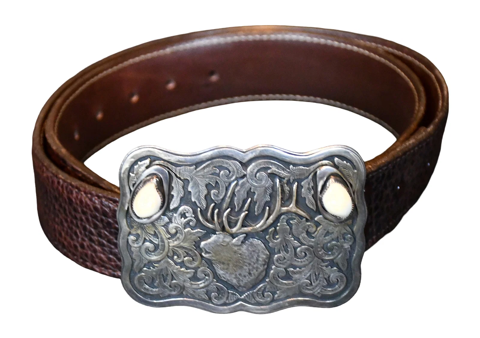 Richard Stump. Elk Buckle and Bison Belt.