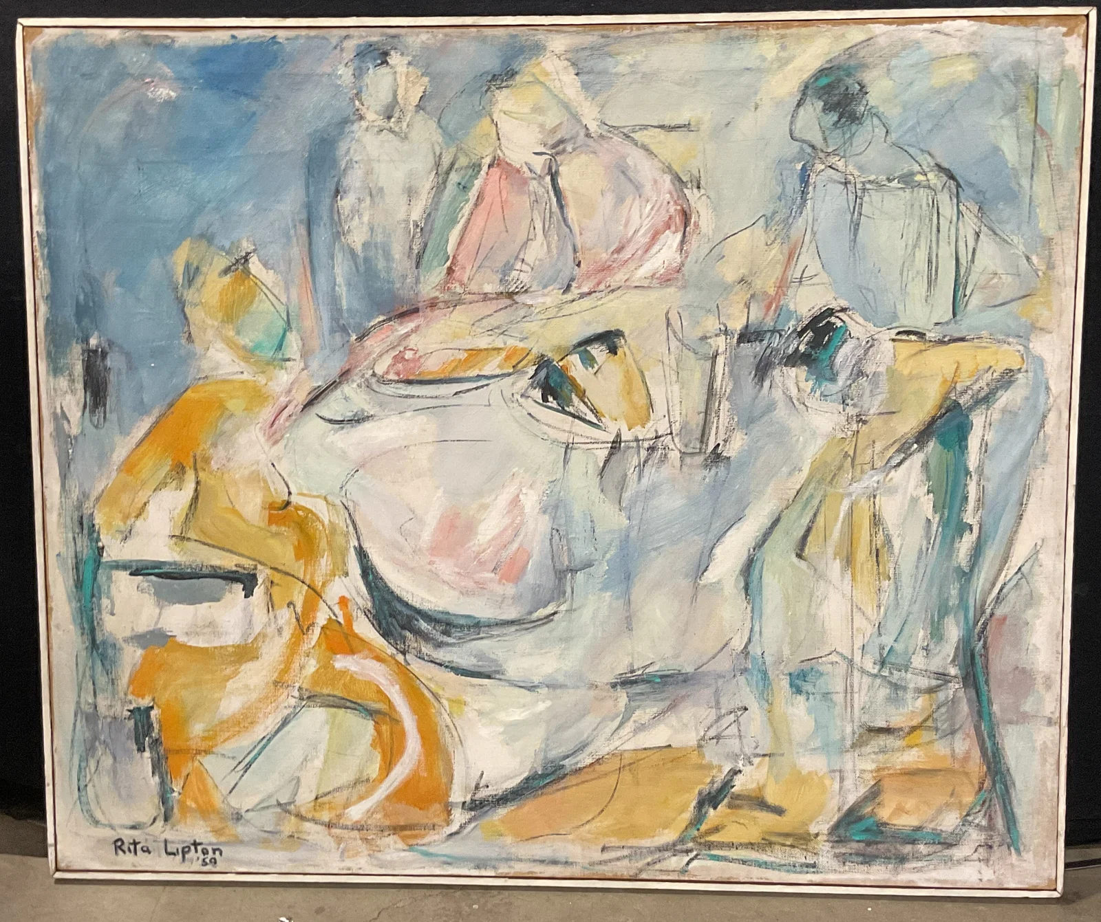 Rita Lipton Irish B.1916 Abstract Painting 38in