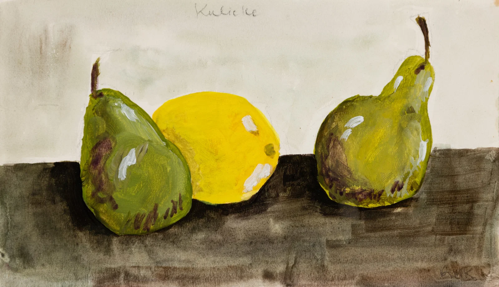 Robert Kulicke (Am. 1924-2007), Pears, Watercolor on paper, framed