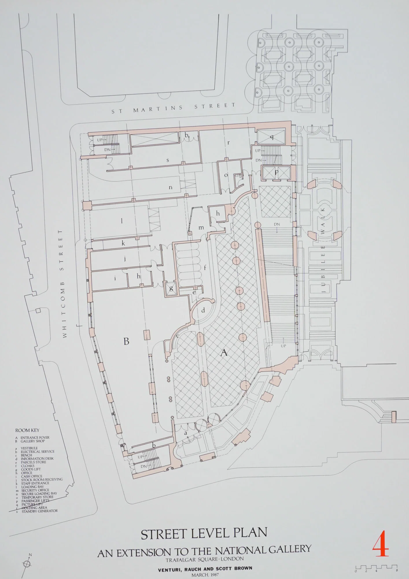 Robert Venturi Architectural Silkscreen, Street Level Plan National Gallery