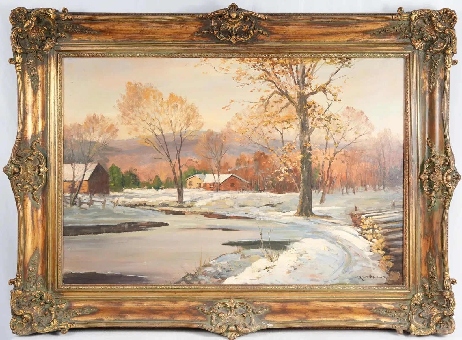 Robert Wood - "Winter in Vermont" Oil on canvas