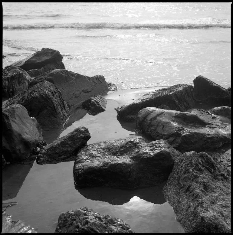 Rocks, Hemmick Beach, Cornwall - Silver Gelatin Photograph