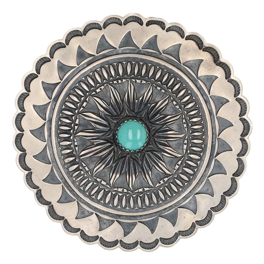 Roland Dixson Navajo Turquoise Hand Stamped Brooch