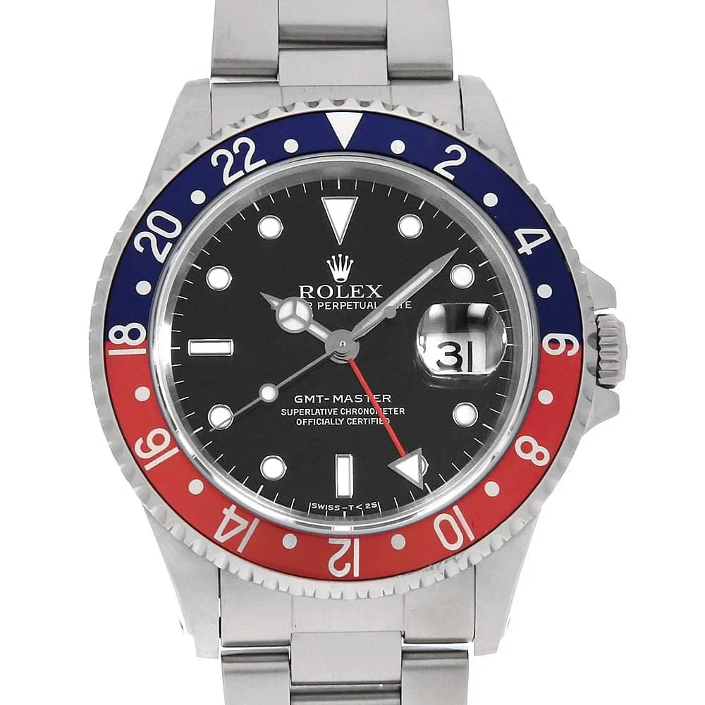 ROLEX GMT MASTER RED BLUE BEZEL BLACK WATCH