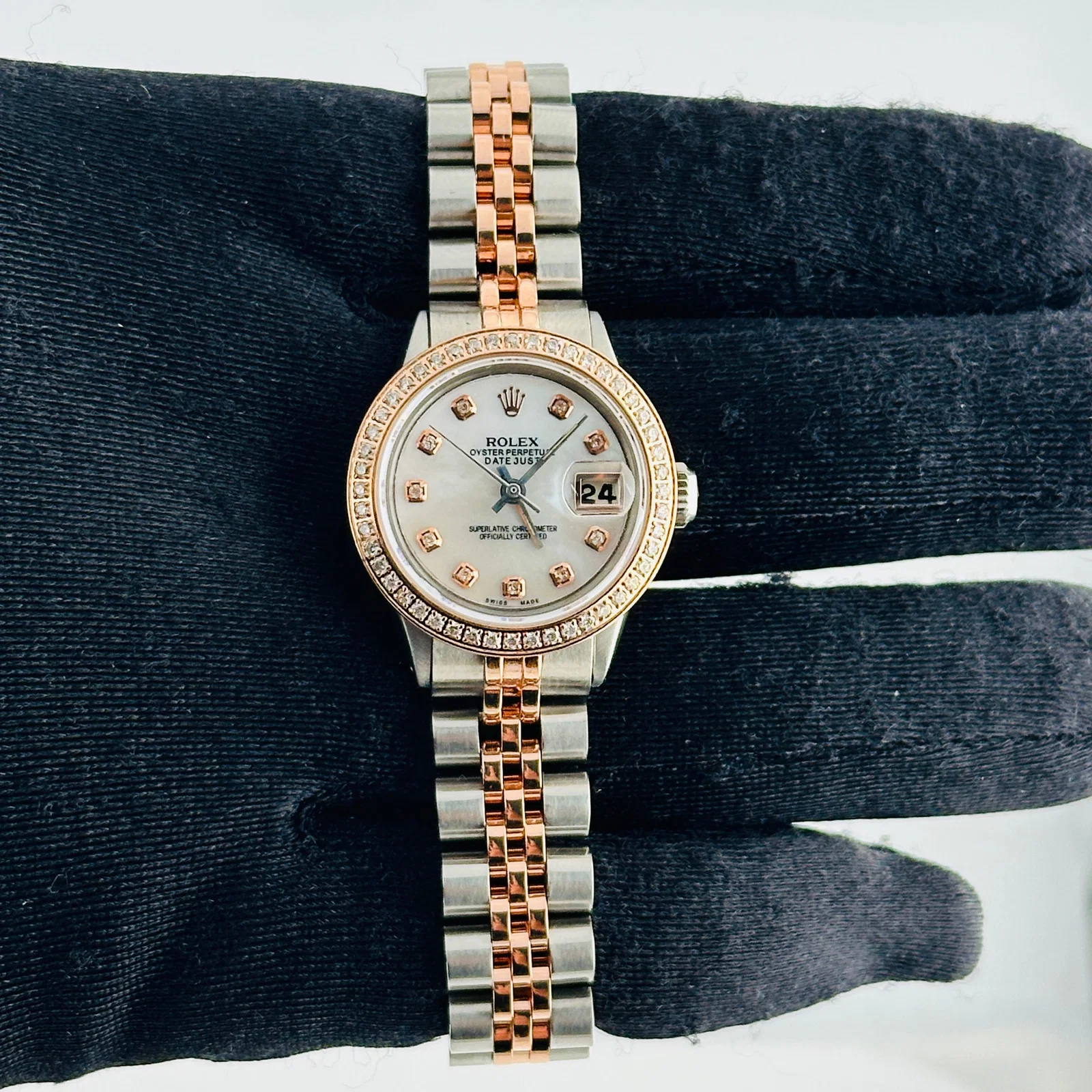 Rolex Ladies Datejust 6519 Aftermarket MOP Diamond Dial Jubilee Bracelet