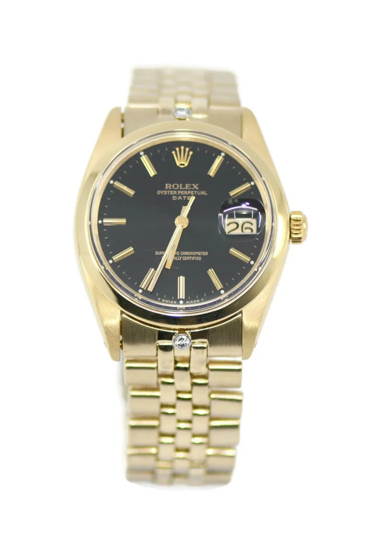 Rolex Oyster Perpetual Date 14K Yellow Gold Watch Ref 1500 with Box