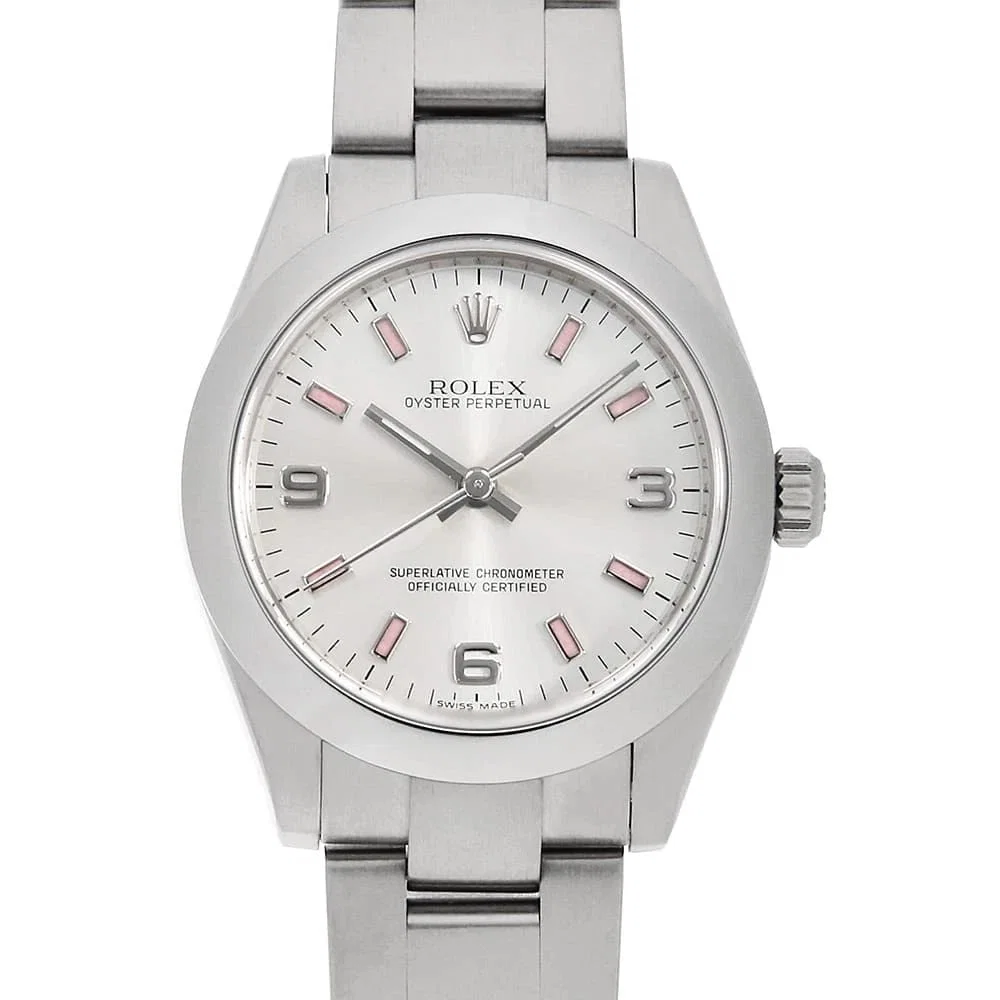 ROLEX OYSTER PERPETUAL SILVER PINK WATCH