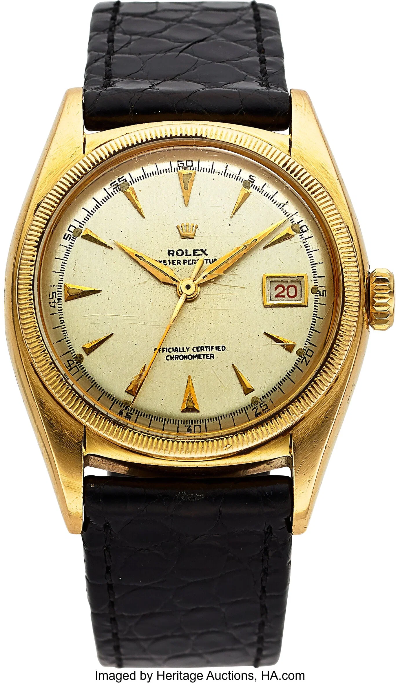 Rolex, Ref. 6075 "Ovettone" 18k Gold Automatic,