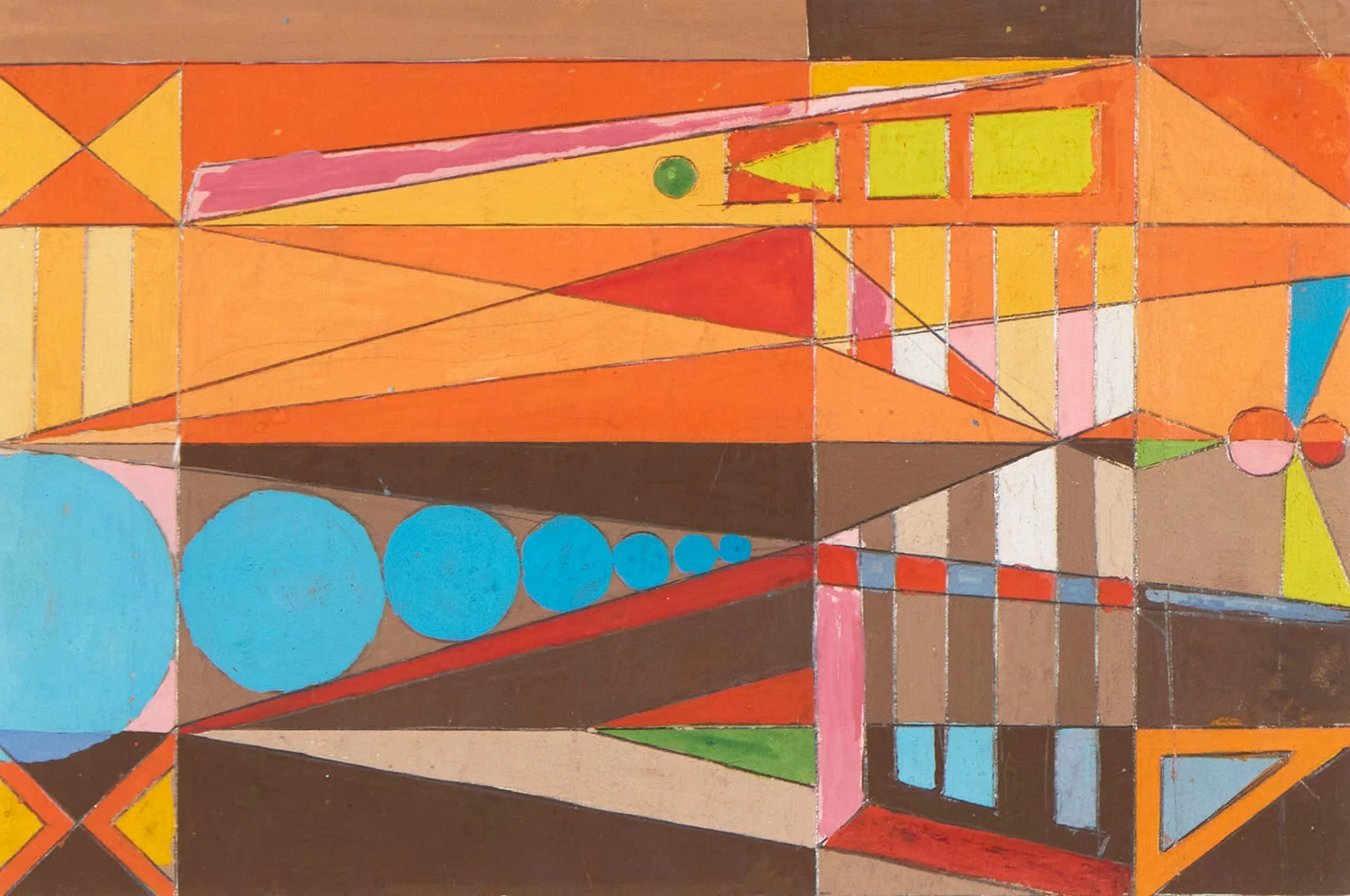 ROLPH SCARLETT, (Canadian, 1889-1984), Untitled (Orange & Brown), gouache on paper, sight: 5 1/2 x 8