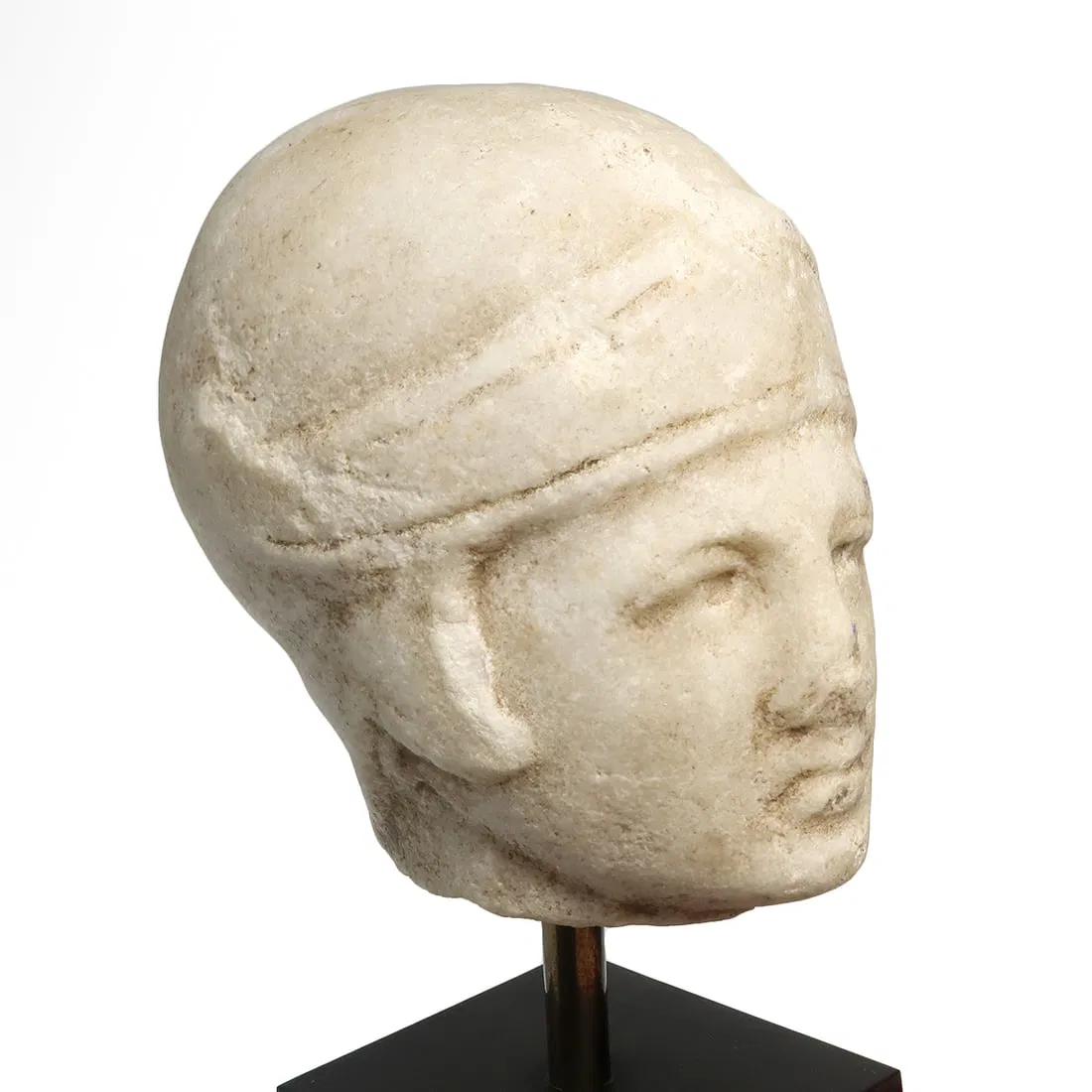 Roman Marble Head of a Soldier, ex. Christie’s, ex. Axel Guttmann, c. 2nd-3rd Century A.D.