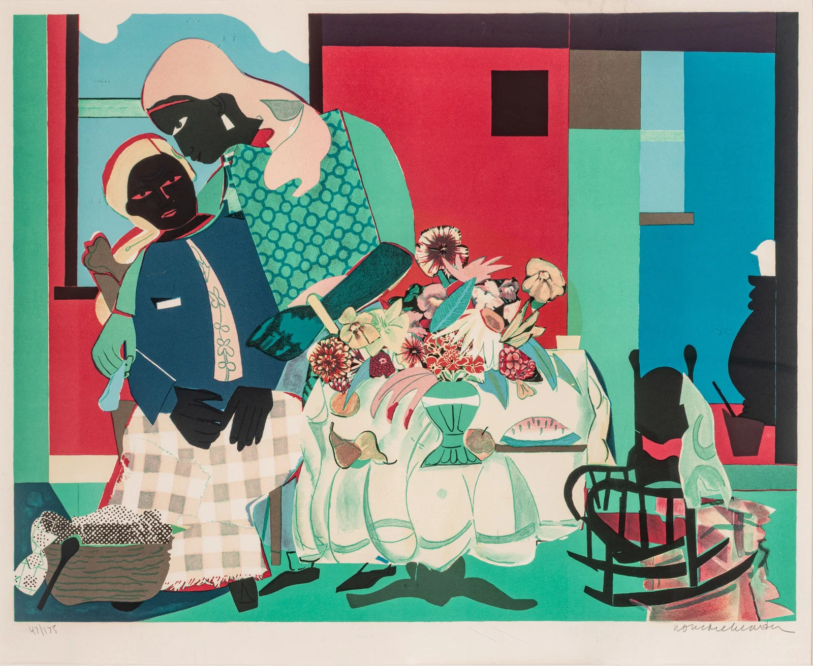 Romare Bearden (American, 1911-1988) Lithograph in Colors on Somerset Wove Paper 1979, 'Morning