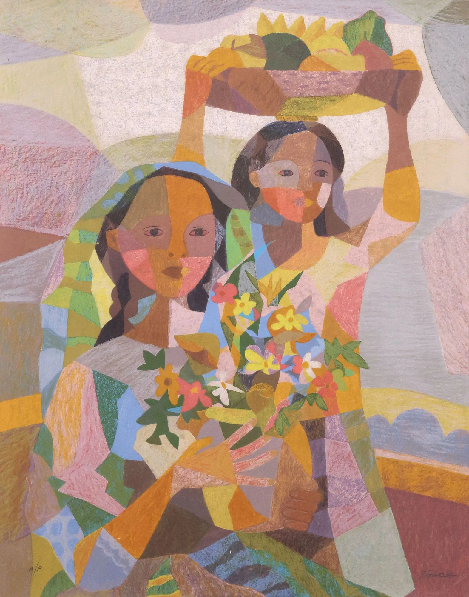 ROMEO TABUENA (1921-2015) ARTIST'S PROOF PRINT, FLOWER SELLERS