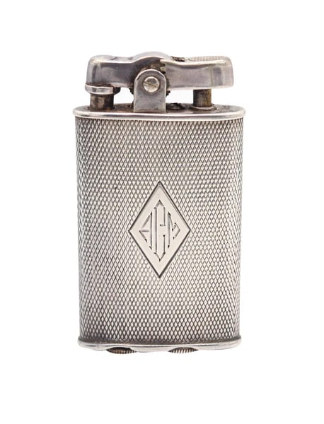 RONSON 1930 Junior Sport Second Thumb Model .925 Sterling Guilloche Petrol Lighter