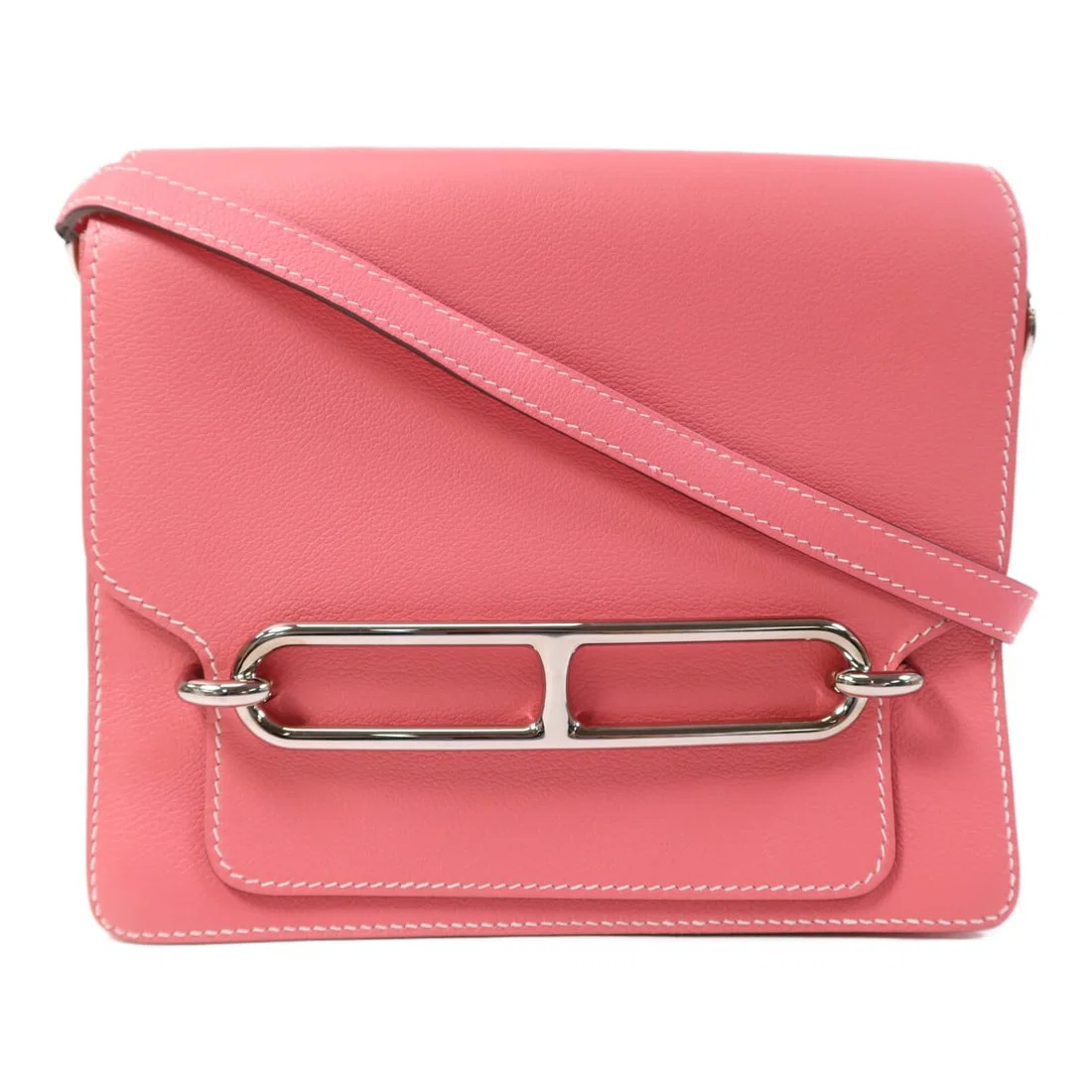 Roulis 23 Pink Evercolor Calfskin Shoulder Bag with Palladium Hardware