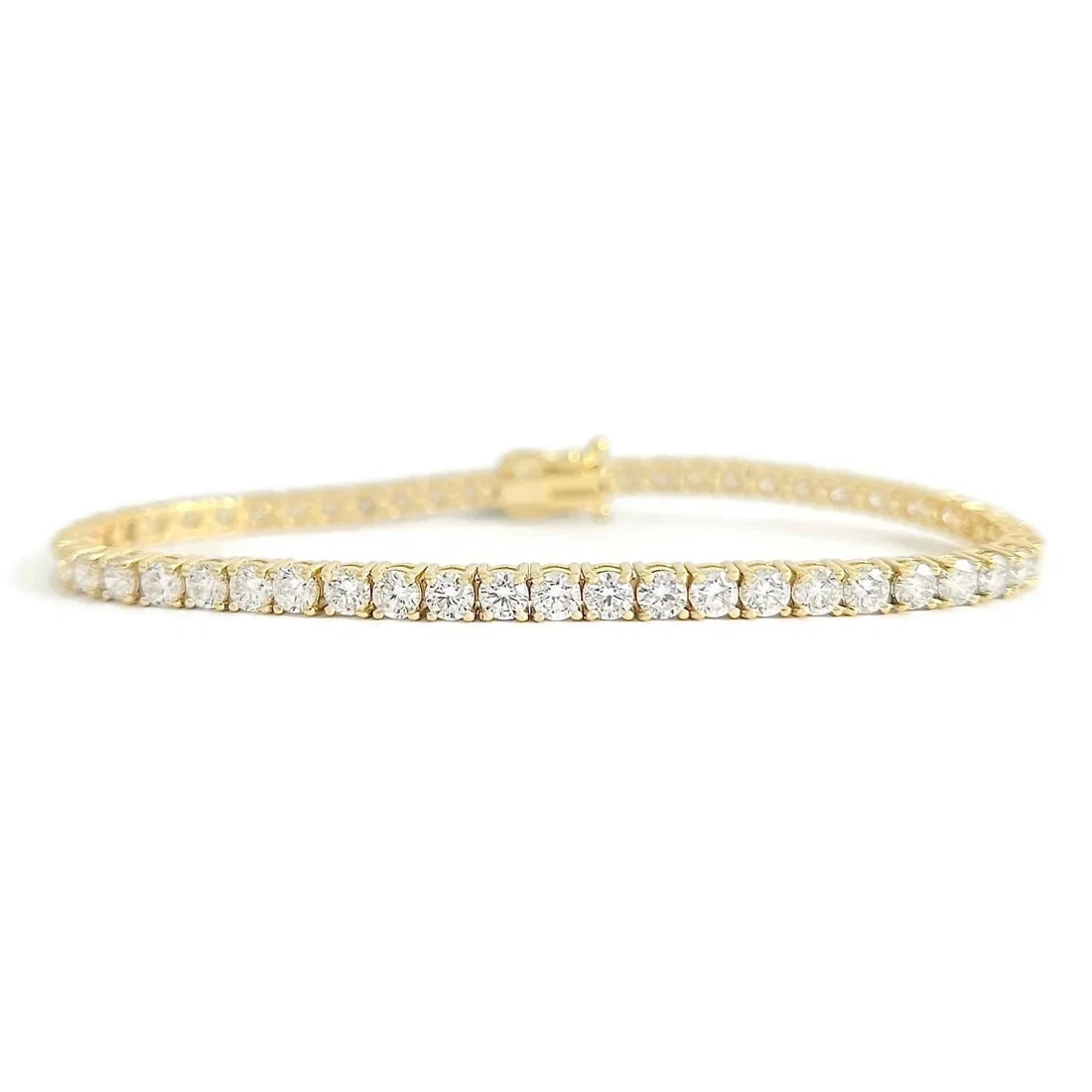 Round Lab-Created Diamond Tennis Bracelet 14K Yellow Gold, 7 Inches, 6.34 CTW