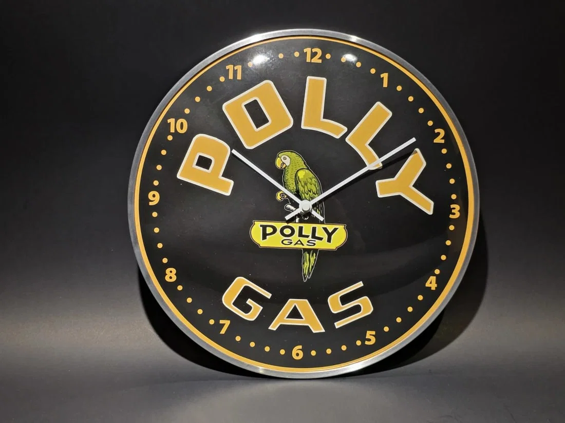 Round Polly Gas Oil Wall Clock Sign