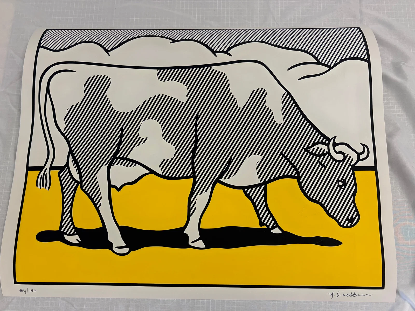 Roy Lichtenstein "Cow Going Abstract" Triptych Signed