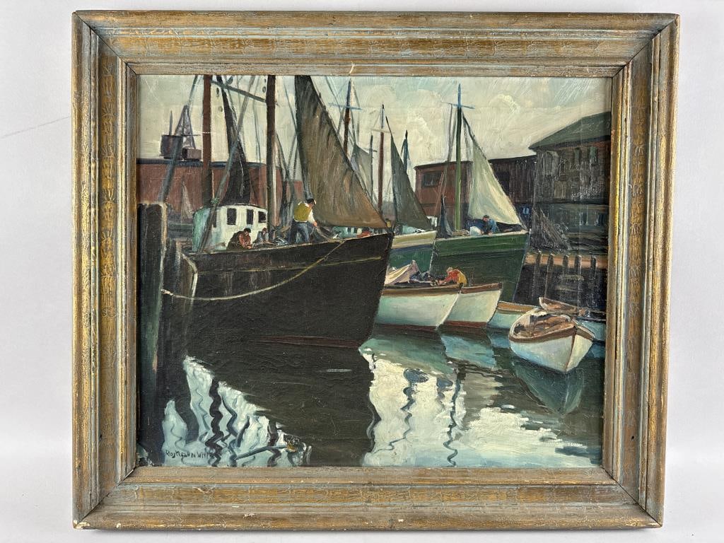 ROY MELVIN WHITE (Massachusetts, 20th Century), North Shore harbor, likely Gloucester,